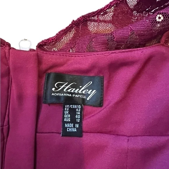 Magenta Lace Sequin Dress by Adrianna Papell - Picture 7 of 8